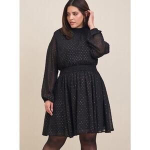 Torrid Clip Dot Blouson Long Sleeve High Neck Whimsy Fairy Goth Dress Plus Sz. 1